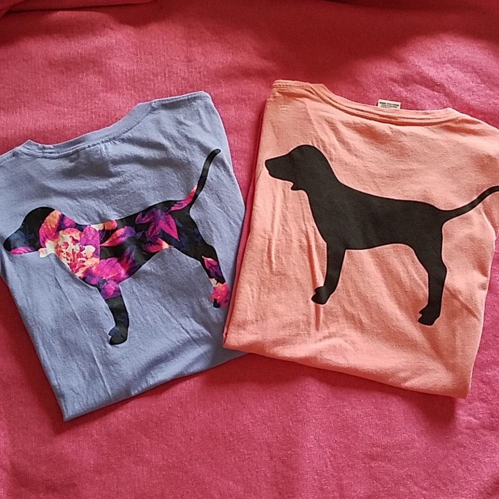 2 PINK Victoria's Secret Pocket Tees S
